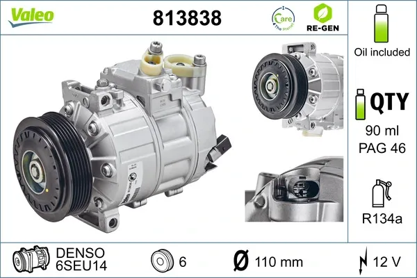 Sprężarka klimatyzacji 813838 VALEO
