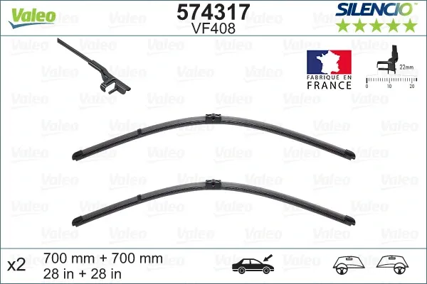 Pióro wycieraczki szyby przedniej, zestaw (2 szt.) Peugeot 407 6E
