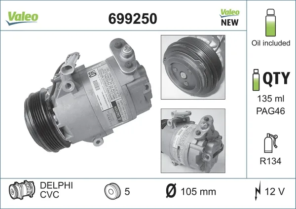Sprężarka klimatyzacji 699250 VALEO