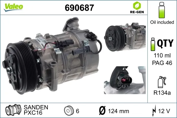 Sprężarka klimatyzacji 690687 VALEO