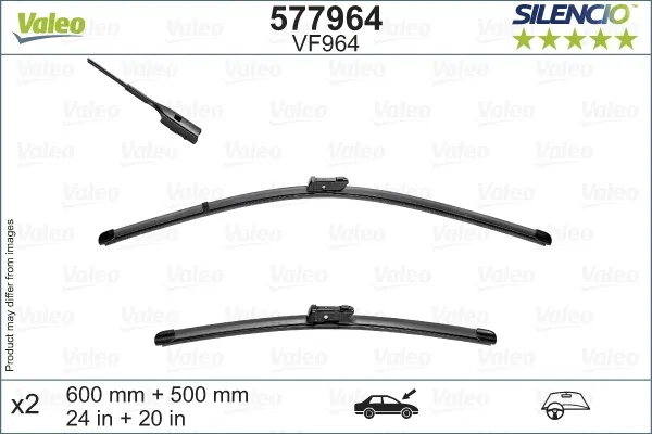 Pióro wycieraczki szyby przedniej, zestaw (2 szt.) 577964 VALEO