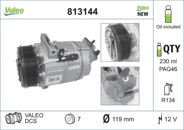 Sprężarka klimatyzacji 813144 VALEO