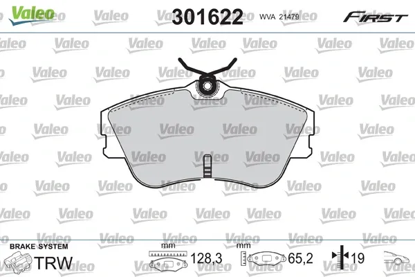 Klocki hamulcowe przednie tarczowe 301622 VALEO