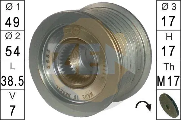 Koło pasowe alternatora ZN5584 ERA