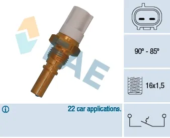 Czujnik temperatury płynu chłodzącego (włączenia wentylatora chłodnicy) Toyota Avensis 1 T22