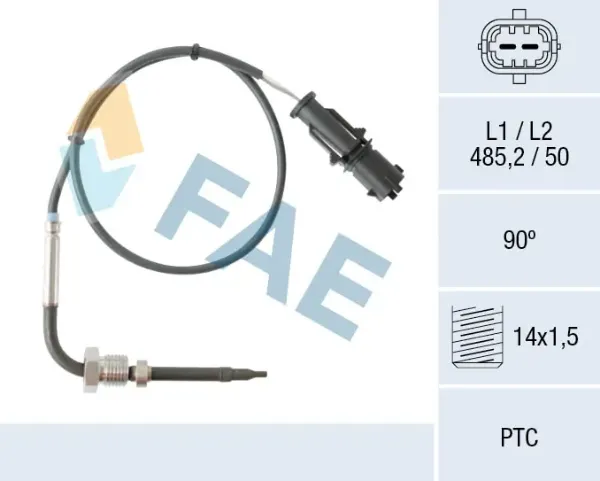 Czujnik temperatury spalin, w katalizatorze 68080 FAE