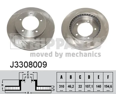 Tarcza hamulcowa przednia J3308009 Nipparts