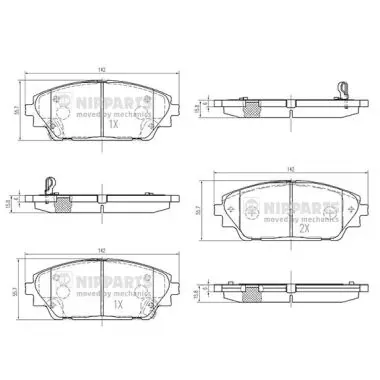 Klocki hamulcowe przednie tarczowe N3603076 Nipparts