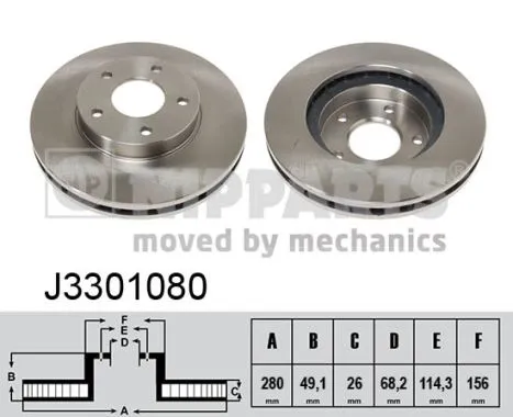 Tarcza hamulcowa przednia J3301080 Nipparts