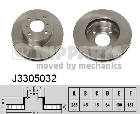 Tarcza hamulcowa przednia J3305032 Nipparts