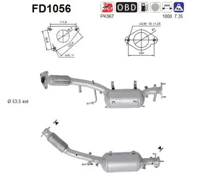 Filtr cząstek stałych układu wydechowego FD1056 AS/Auto Storm