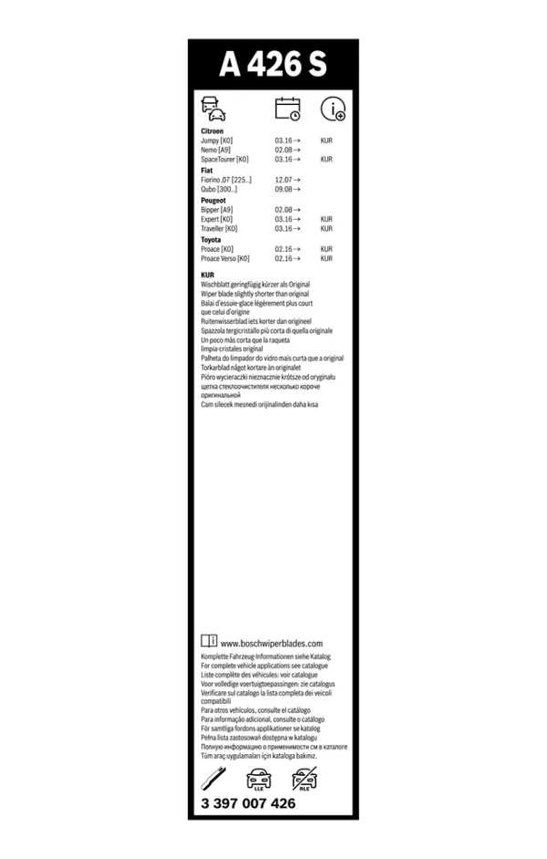 Pióro wycieraczki szyby przedniej, zestaw (2 szt.) 3397007426 Bosch