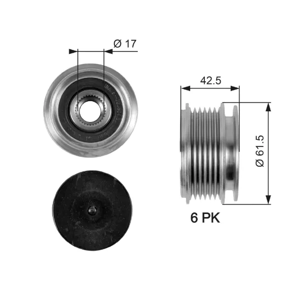 Koło pasowe alternatora OAP7047 Gates