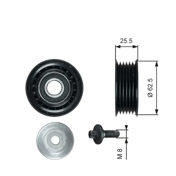 Rolka prowadząca, kierunkowa paska napędowego 51856150 Chrysler