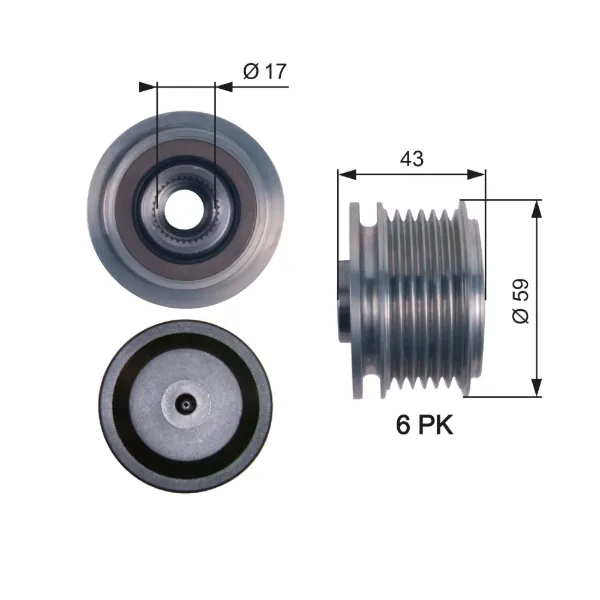 Koło pasowe alternatora OAP7112 Gates