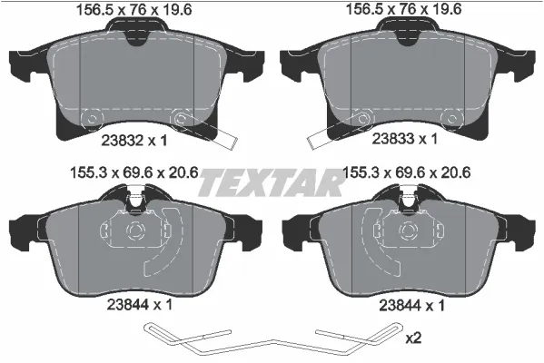 Klocki hamulcowe przednie tarczowe 2383204 Textar