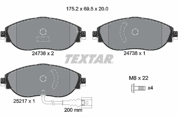 Klocki hamulcowe przednie tarczowe 2473801 Textar