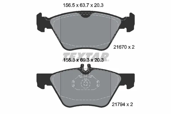 Klocki hamulcowe przednie tarczowe 2167001 Textar