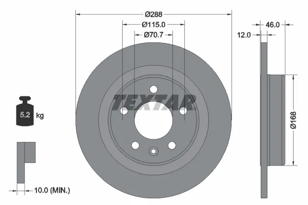 Tarcza hamulcowa tylna 92314603 Textar
