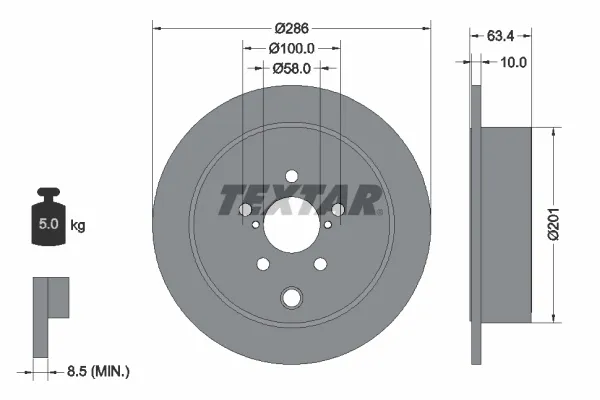 Tarcza hamulcowa tylna 92200000 Textar