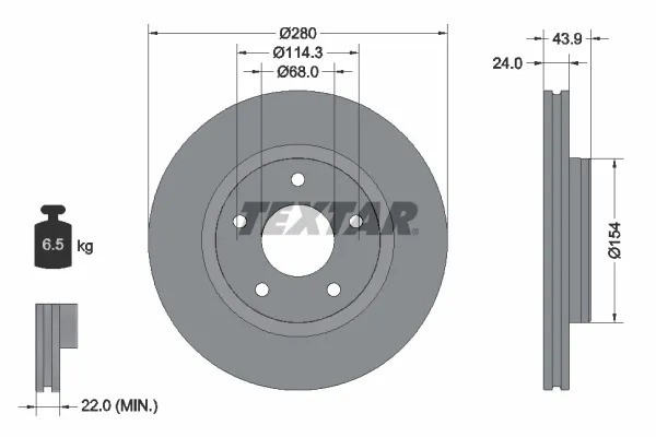 Tarcza hamulcowa przednia 92232203 Textar