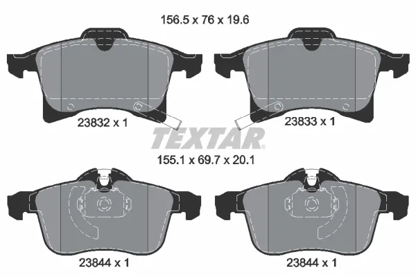 Klocki hamulcowe przednie tarczowe 2383201 Textar