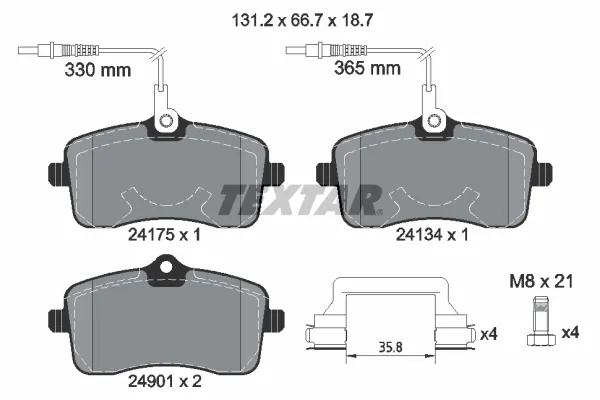 Klocki hamulcowe przednie tarczowe 2417501 Textar
