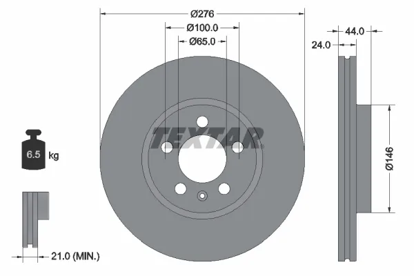 Tarcza hamulcowa przednia 92313703 Textar