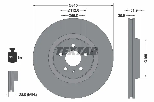 Tarcza hamulcowa przednia 92229205 Textar