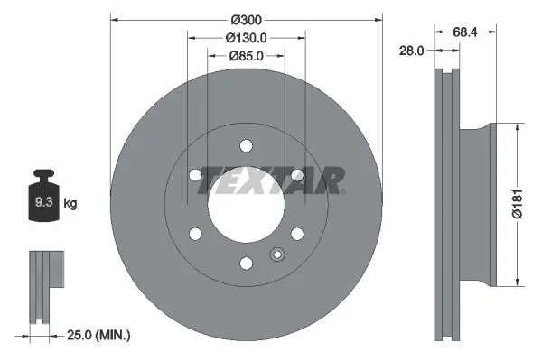 Tarcza hamulcowa przednia 93143203 Textar