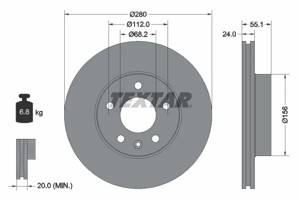 Tarcza hamulcowa przednia 92083805 Textar