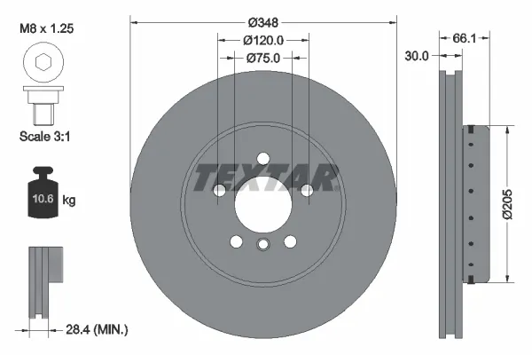 Tarcza hamulcowa przednia 92265725 Textar
