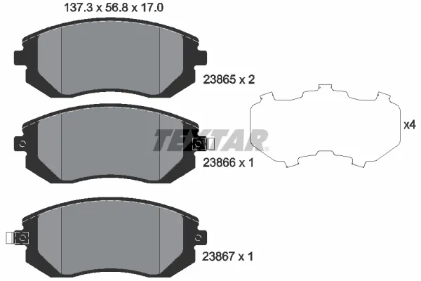 Klocki hamulcowe przednie tarczowe 2386501 Textar