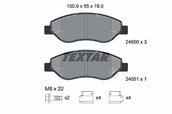 Klocki hamulcowe przednie tarczowe 2455001 Textar