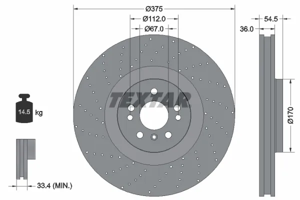 Tarcza hamulcowa przednia 92279805 Textar