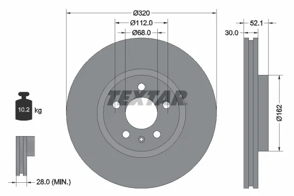 Tarcza hamulcowa przednia 92229305 Textar