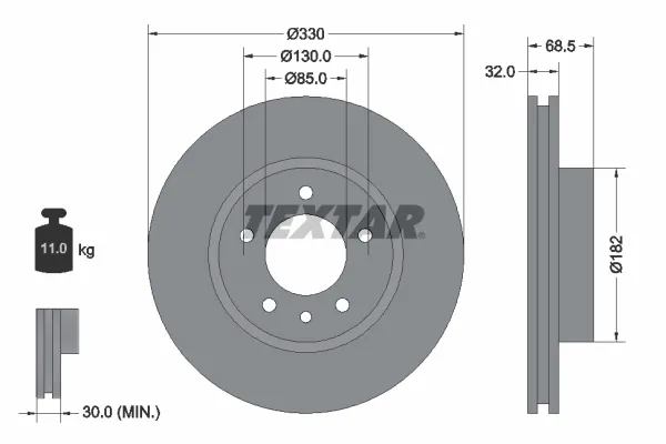 Tarcza hamulcowa przednia 92121505 Textar