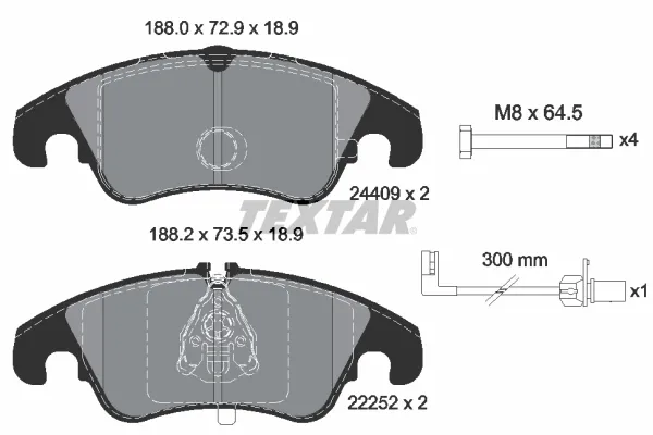 Klocki hamulcowe przednie tarczowe 2440903 Textar