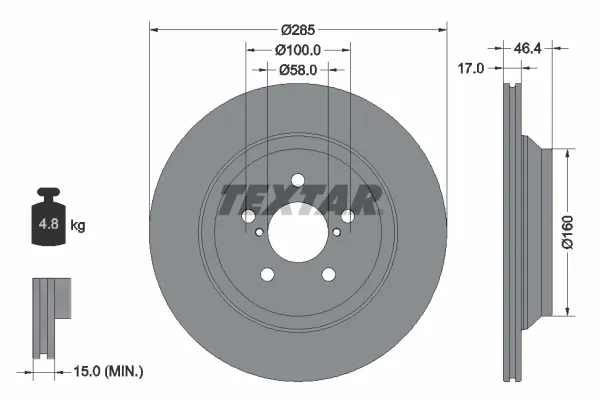 Tarcza hamulcowa tylna 92309303 Textar