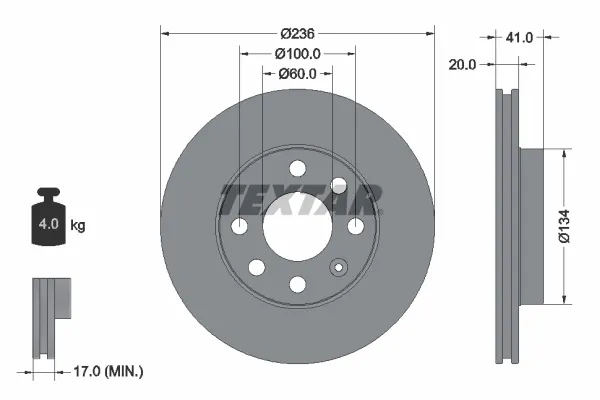 Tarcza hamulcowa przednia 92029603 Textar