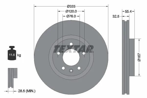 Tarcza hamulcowa przednia 92121305 Textar