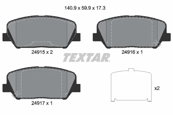 Klocki hamulcowe przednie tarczowe 2491501 Textar