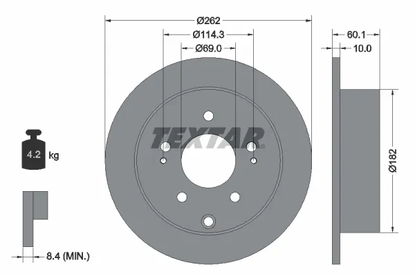 Tarcza hamulcowa tylna 92269403 Textar