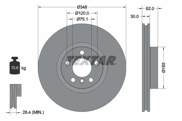 Tarcza hamulcowa przednia 92160905 Textar