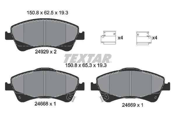 Klocki hamulcowe przednie tarczowe 2466801 Textar