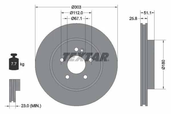 Tarcza hamulcowa przednia 92089905 Textar