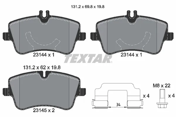 Klocki hamulcowe przednie tarczowe 2314402 Textar