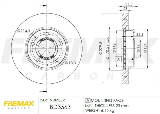 Tarcza hamulcowa przednia BD3563 Fremax