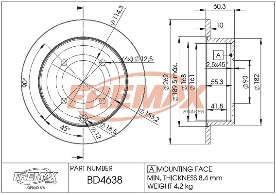 Tarcza hamulcowa tylna BD4638 Fremax