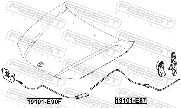 Linka otwierania maski 19101E90F Febest